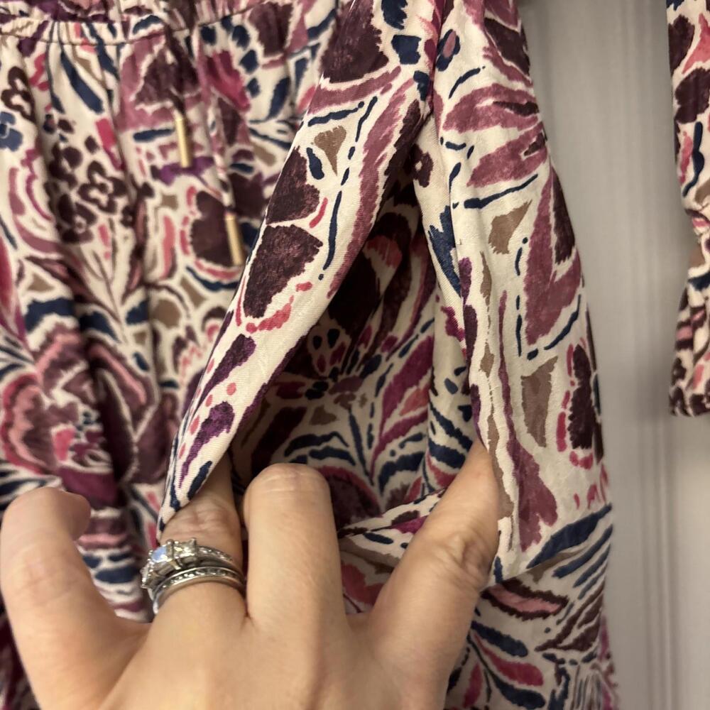 Skies Are Blue Floral Maxi Dress Woman’s M. Floral Burgundy Boho Peasant Layer - Picture 8 of 9